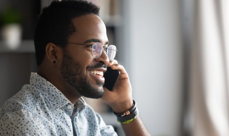 Man on the phone trying to sell a product
